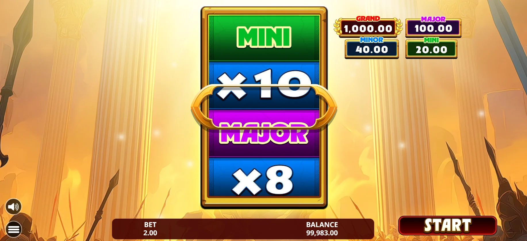 Law of Athena – starter Treasure Bonus med præmiehjul